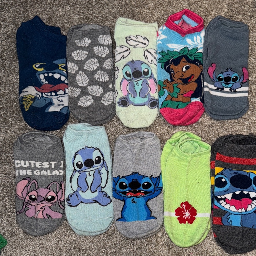 Disney Stitch Kids Socks set of 10